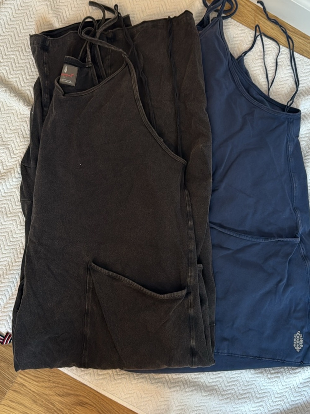 Free People Black Tank Jumpsuit with Navy Underdress